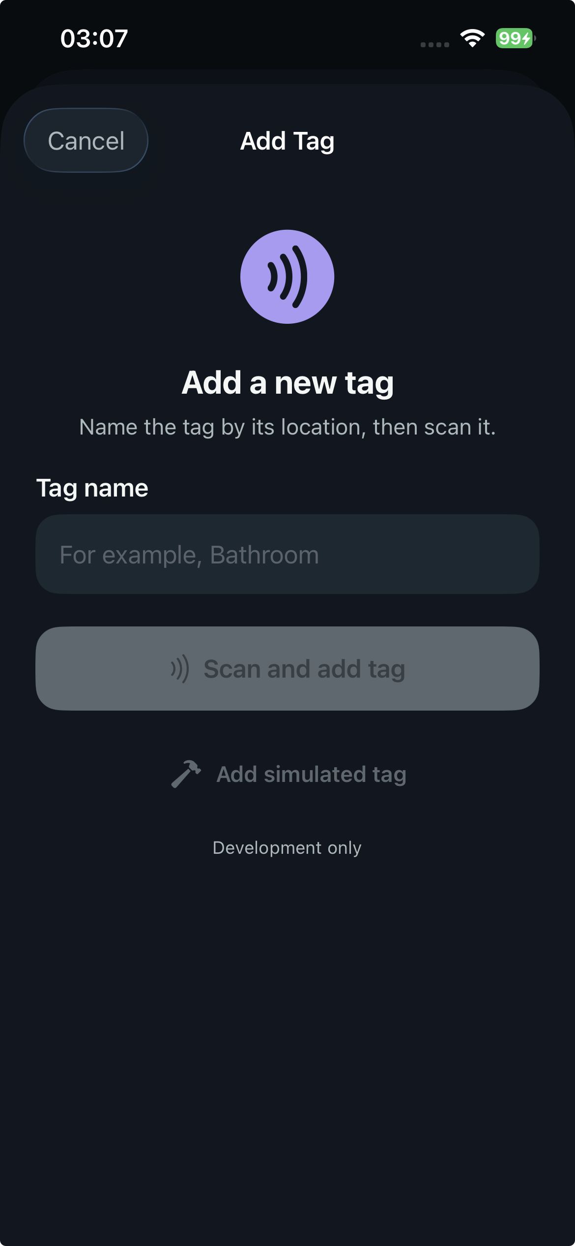 Adding and naming an NFC tag in Alarm Lock