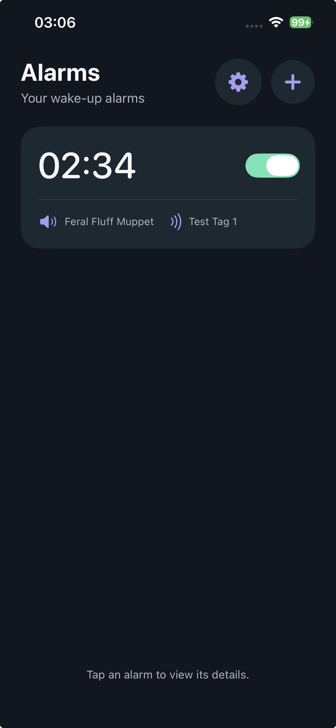 Alarm list in Alarm Lock